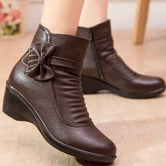 Kathleen | Women's Side Zipper Platform Bowknot Boots