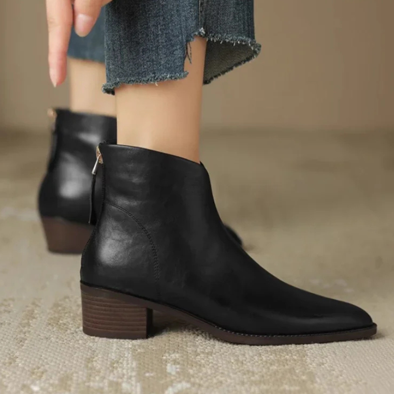 Mae | Elegant Leather Heeled Boots