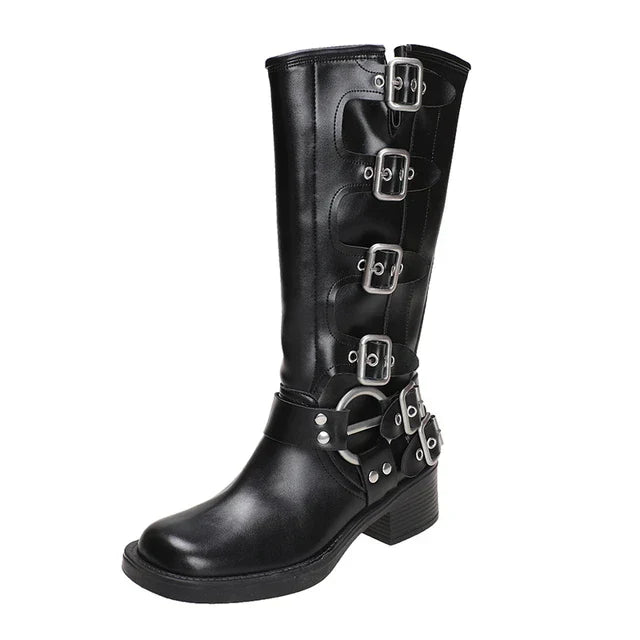 Riza |  Retro Brown Boots with Buckle