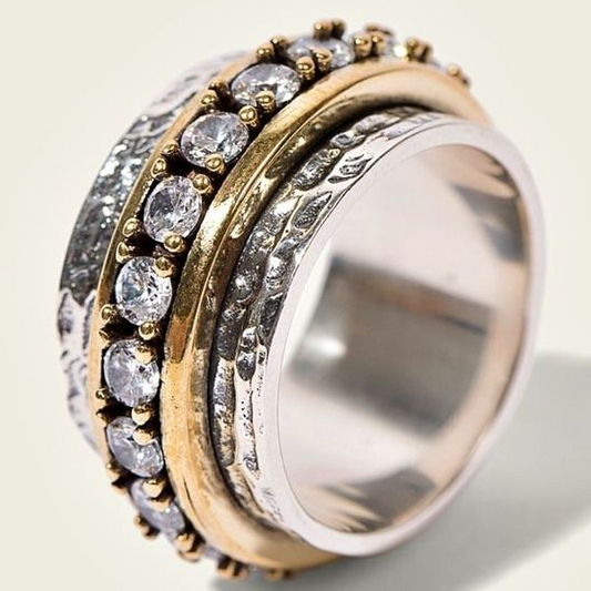 Sofia | Vintage Inlaid Zirconia Gold & Silver Ring