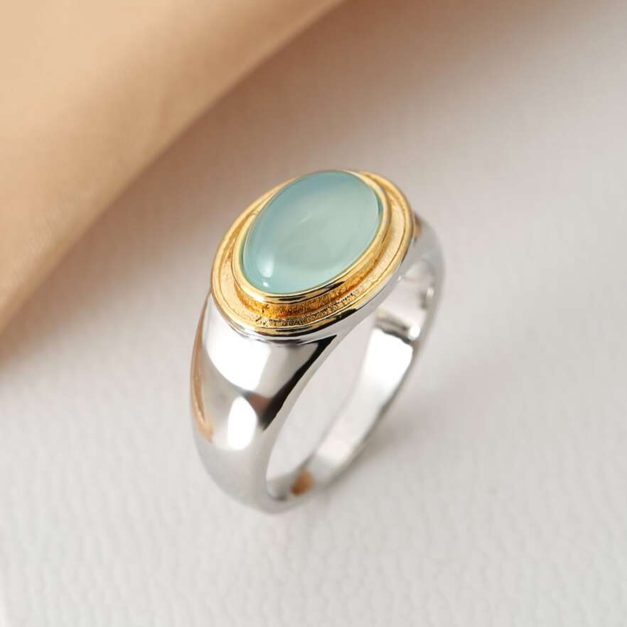 Victoria | Vintage Green Moonstone Ring